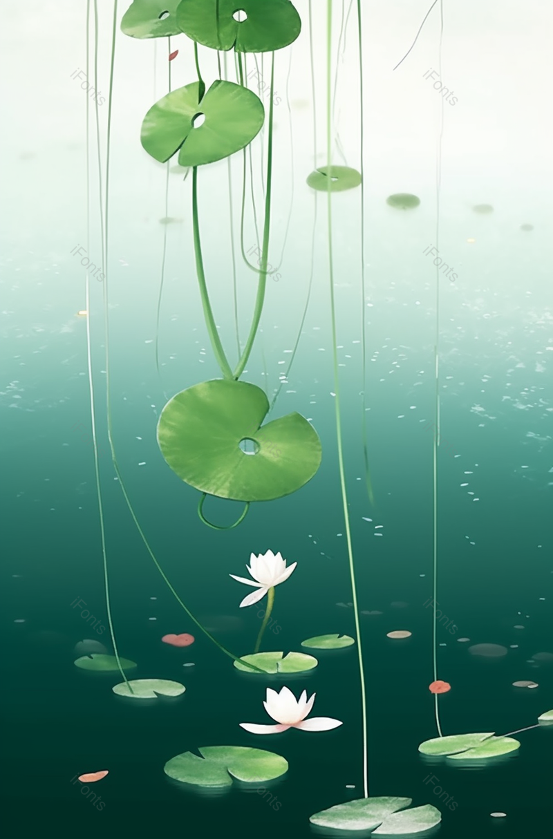 高处垂下夏天夏至荷花盛开开花荷叶植物水面户外景色自然插画,插画/手绘图,插画/手绘图库,插画/手绘图下载,插画/手绘